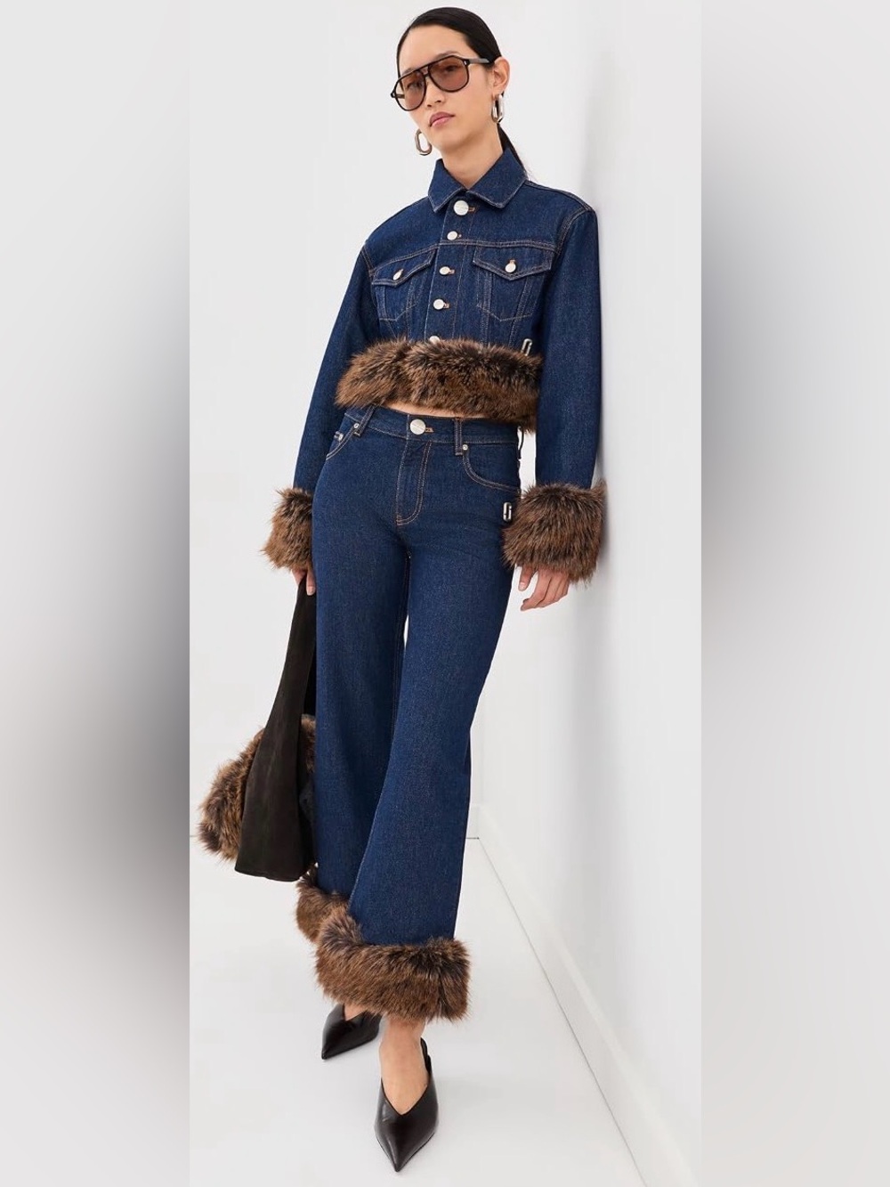 Marc Jacobs Faux Fur Cropped Jeans - current season, brand new